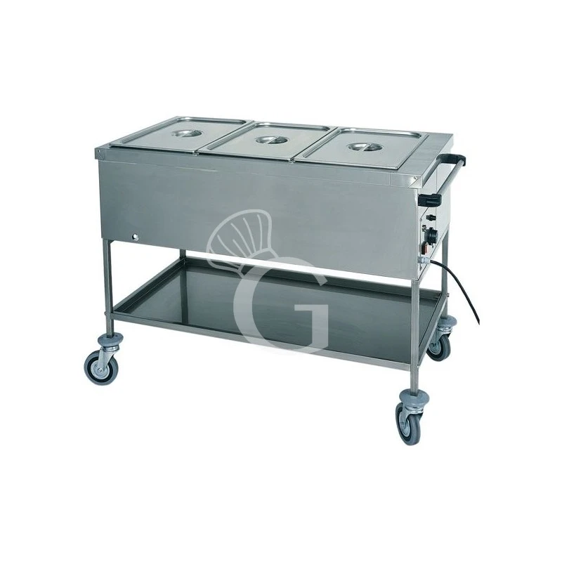 Carrello Termico Bagnomaria Per 3 Bacinelle GN1/1 - L 1170 Mm X P 650 Mm X H 850 Mm 3 Carrello Termico Bagnomaria Per 3 Bacinelle GN1/1 - L 1170 Mm X P 650 Mm X H 850 Mm