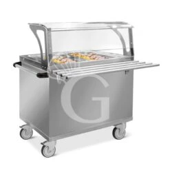 Carrello Termico Bagnomaria Per 2 Bacinelle GN1/1, Per La Distribuzione Dei Pasti - L 820 Mm X P 940 Mm X H 1200 Mm
