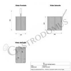 Cestello Per Cuocipasta 2/8 - L 100 Mm X P 280 Mm X H 160 Mm -Vendite GATRODOMUS cestello per cuocipasta 28 1 7