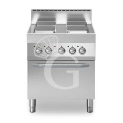 Cucina Professionale Elettrica 4 Piastre Quadre Forno Elettrico A Convezione GN1/1 Profondità 700 Mm