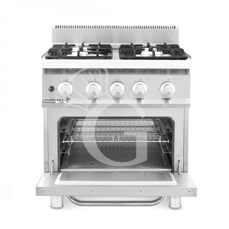 Cucina Professionale A Gas 4 Fuochi Forno A Gas Statico Profondità 700 Mm 4 Cucina Professionale A Gas 4 Fuochi Forno A Gas Statico Profondità 700 Mm - immagine 2
