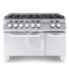 Cucina Professionale A Gas 6 Fuochi Forno Elettrico A Convezione Armadio Neutro Profondità 900 Mm -Vendite GATRODOMUS cucina gas 6 fuochi forno elettrico a convenzione armadio neutro bacinelle smaltate