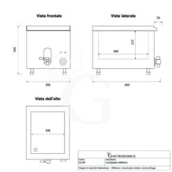 Bollitore Pasta Elettrico Da Banco 1 Vasca L 400 Mm X P 680 Mm X H 370 Mm 20 LT 4500 W -Vendite GATRODOMUS cuocipasta elettrico potenza 45 kw l 400 mm x p 680 mm x h 370 mm 6