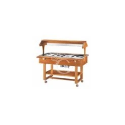 Espositore Caldo Bagnomaria In Legno Con Cupola Per 4 Bacinelle GN1/1, Temperatura +30°C/+90°C