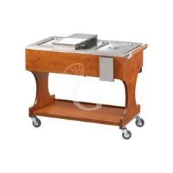 Espositore Caldo Bagnomaria In Noce Per 3 Bacinelle GN1/1 - L 1230 Mm X P 650 Mm X H 950 Mm