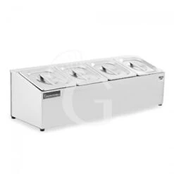 Espositore In Acciaio Inox Predisposto Per 4 Bacinelle GN1/6 - Dimensioni L 665 Mm X P 225 Mm X H 200 Mm -Vendite GATRODOMUS espositore in acciaio inox predisposto per 4 bacinelle gn16 dimensioni l 665 mm x p 225 mm x h 200 mm 1