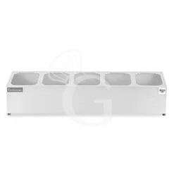 Espositore In Acciaio Inox Predisposto Per 5 Bacinelle GN1/6 - Dimensioni L 830 Mm X P 225 Mm X H 200 Mm -Vendite GATRODOMUS espositore in acciaio inox predisposto per 5 bacinelle gn16 dimensioni l 830 mm x p 225 mm x h 200 mm 3