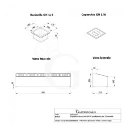 Espositore In Acciaio Inox Predisposto Per 5 Bacinelle GN1/6 - Dimensioni L 830 Mm X P 225 Mm X H 200 Mm -Vendite GATRODOMUS espositore in acciaio inox predisposto per 5 bacinelle gn16 dimensioni l 830 mm x p 225 mm x h 200 mm 5