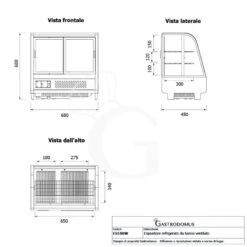 Vetrina Refrigerata Ventilata Da Banco Color Bianco 100 LT 1°C/+10°C L 680 Mm X P 450 Mm X H 680 Mm -Vendite GATRODOMUS espositore refrigerato da banco ventilato color bianco capacita 100 lt luce interna led 6