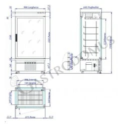 Vetrina Pasticceria Refrigerata Ventilato 595 LT -5°C/+10°C 4 Lati Vetro -Vendite GATRODOMUS espositore ventilato positivo per pasticceria 4 lati vetro 595 lt temperatura 5c 10c 1