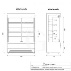 Murale Espositivo Ventilato Ettore Con Porte Scorrevoli, Temperatura +1°/+10°C, L 1940 Mm -Vendite GATRODOMUS ettoreps lunghezza 1940 mm 5