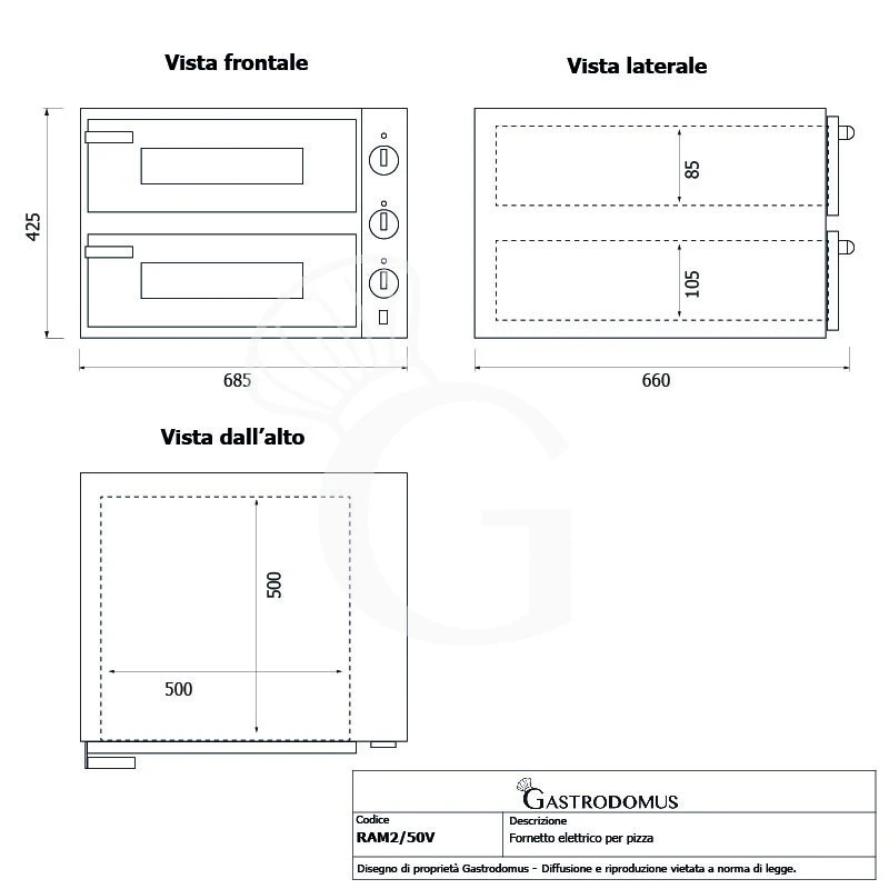 Fornetto Elettrico 2 Pizze 450 Mm 2 Camere Controllo Meccanico Potenza 3Kw Porta Vetro 6 Fornetto Elettrico 2 Pizze 450 Mm 2 Camere Controllo Meccanico Potenza 3Kw Porta Vetro - immagine 4