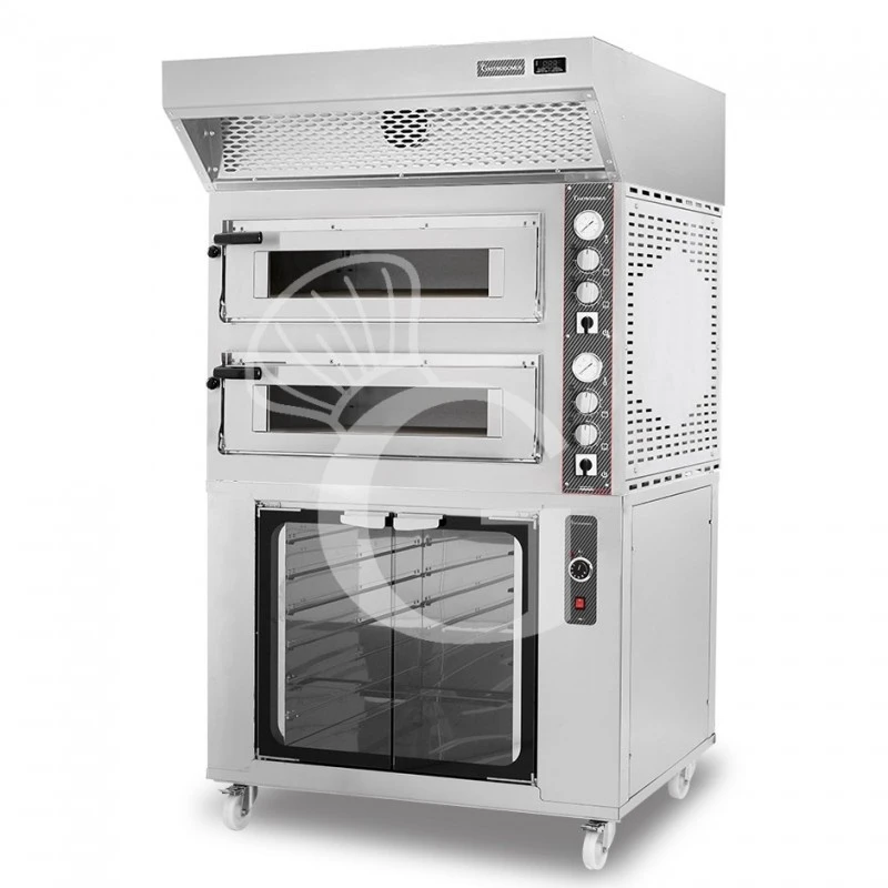 Forno Elettrico 2 Camere Per 4+4 Pizze Ø 350 Mm, Controllo Meccanico, Cappa A Condensazione Inox E Cella Di Lievitazione Inox 4 Forno Elettrico 2 Camere Per 4+4 Pizze Ø 350 Mm, Controllo Meccanico, Cappa A Condensazione Inox E Cella Di Lievitazione Inox - immagine 2
