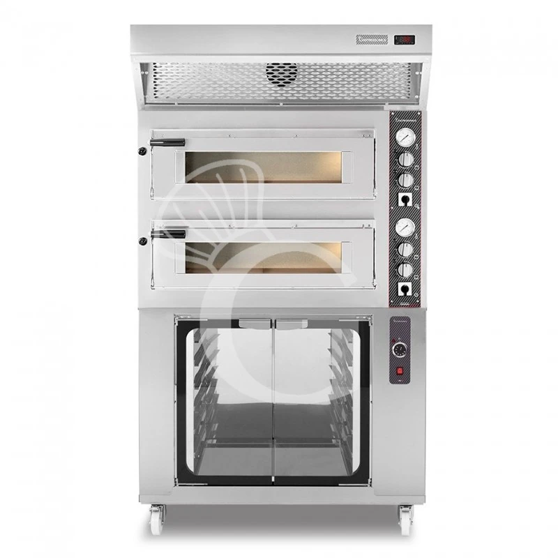 Forno Elettrico 2 Camere Per 4+4 Pizze Ø 350 Mm, Controllo Meccanico, Cappa A Condensazione Inox E Cella Di Lievitazione Inox 3 Forno Elettrico 2 Camere Per 4+4 Pizze Ø 350 Mm, Controllo Meccanico, Cappa A Condensazione Inox E Cella Di Lievitazione Inox