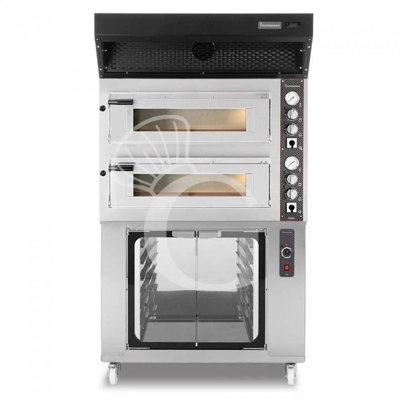 Forno Elettrico 2 Camere Per 4+4 Pizze Ø 350 Mm, Controllo Meccanico, Cappa A Condensazione Nera E Cella Di Lievitazione Inox 3 Forno Elettrico 2 Camere Per 4+4 Pizze Ø 350 Mm, Controllo Meccanico, Cappa A Condensazione Nera E Cella Di Lievitazione Inox