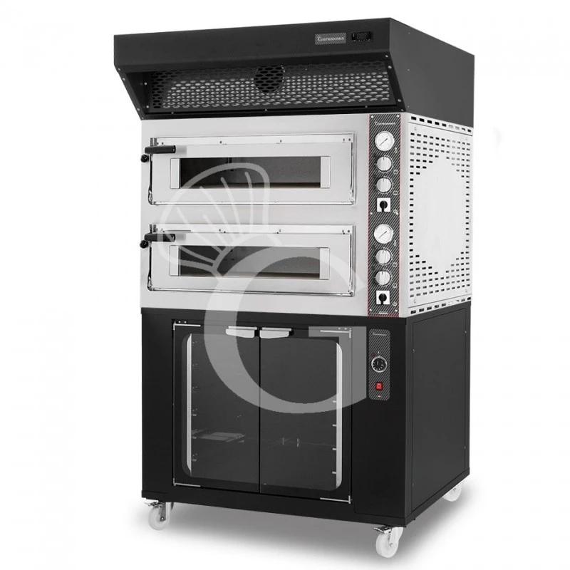 Forno Elettrico 2 Camere Per 4+4 Pizze Ø 350 Mm, Controllo Meccanico, Cappa A Condensazione Nera E Cella Di Lievitazione Nera 4 Forno Elettrico 2 Camere Per 4+4 Pizze Ø 350 Mm, Controllo Meccanico, Cappa A Condensazione Nera E Cella Di Lievitazione Nera - immagine 2