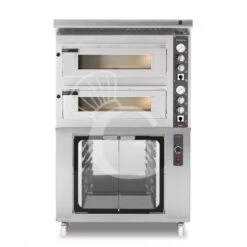 Forno Elettrico 2 Camere Per 4+4 Pizze Ø 350 Mm, Controllo Meccanico, Completo Di Cappa Inox E Cella Di Lievitazione Inox