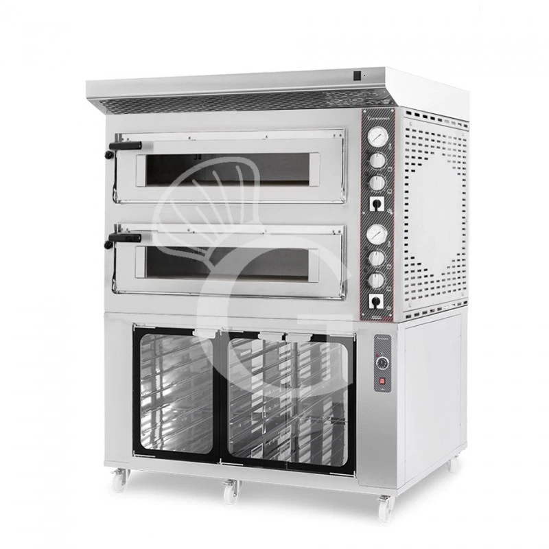 Forno Elettrico 2 Camere Per 6+6 Pizze Ø 350 Mm, Controllo Meccanico, Completo Di Cappa Inox E Cella Di Lievitazione Inox 4 Forno Elettrico 2 Camere Per 6+6 Pizze Ø 350 Mm, Controllo Meccanico, Completo Di Cappa Inox E Cella Di Lievitazione Inox - immagine 2