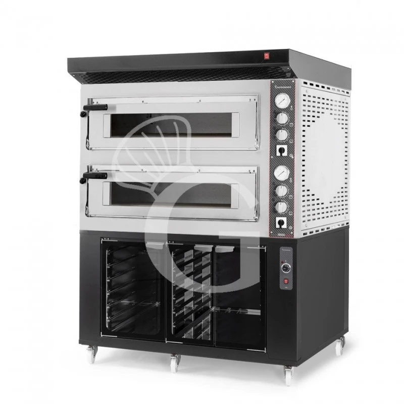 Forno Elettrico 2 Camere Per 6+6 Pizze Ø 350 Mm, Controllo Meccanico, Completo Di Cappa Nera E Cella Di Lievitazione Nera 4 Forno Elettrico 2 Camere Per 6+6 Pizze Ø 350 Mm, Controllo Meccanico, Completo Di Cappa Nera E Cella Di Lievitazione Nera - immagine 2