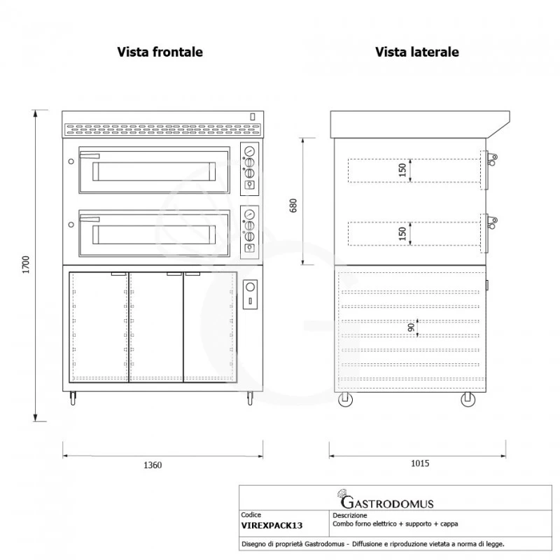 Forno Elettrico 2 Camere Per 6+6 Pizze Ø 350 Mm, Controllo Meccanico, Completo Di Cappa Nera E Cella Di Lievitazione Nera 10 Forno Elettrico 2 Camere Per 6+6 Pizze Ø 350 Mm, Controllo Meccanico, Completo Di Cappa Nera E Cella Di Lievitazione Nera - immagine 8