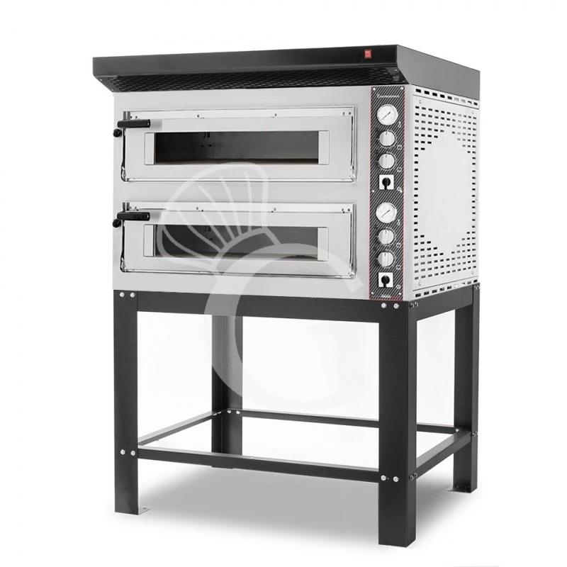 Forno Elettrico 2 Camere Per 6+6 Pizze Ø 350 Mm, Controllo Meccanico, Completo Di Cappa Nera E Supporto 4 Forno Elettrico 2 Camere Per 6+6 Pizze Ø 350 Mm, Controllo Meccanico, Completo Di Cappa Nera E Supporto - immagine 2