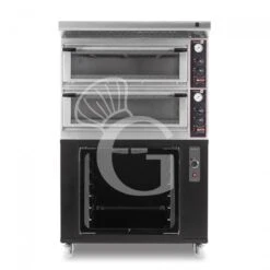 Forno Elettrico Meccanico Porta Vetro 4 Teglie 600x400 O 4+4 Pizze Ø 400mm Completo Di Cappa Inox E Cella Di Lievitazione Nera -Vendite GATRODOMUS forno elettrico meccanico porta vetro 4 teglie 600x400 o 44 pizze o 400mm completo di cappa inox e cella di lievitazione nera 1