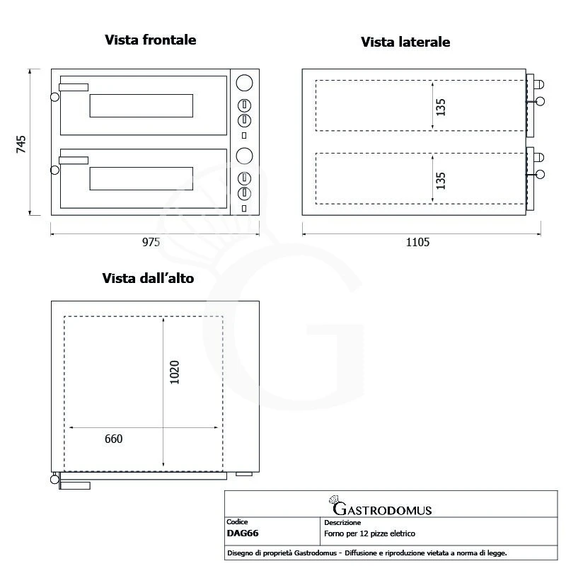 Forno Elettrico Per 6+6 Pizze Diametro 330 Mm 2 Camere Controllo Meccanico 13,8 Kw 7 Forno Elettrico Per 6+6 Pizze Diametro 330 Mm 2 Camere Controllo Meccanico 13,8 Kw - immagine 5