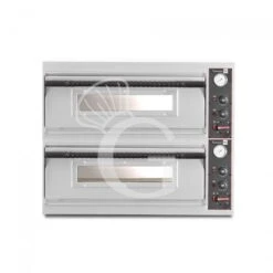 Forno Elettrico Per Pizza - 4 + 4 Pizze - Diametro 320 Mm 2 Camere Controllo Meccanico 9,4 Kw