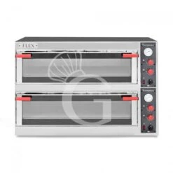 Forno Elettrico Porta Vetro 4 Teglie 600x400 O 12 Pizze Diametro 350 Mm 2 Camere Controllo Meccanico