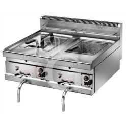 Friggitrice A Gas Da Banco 2 Vasche 10 LT + 10 LT Potenza 6,9 + 6,9 KW