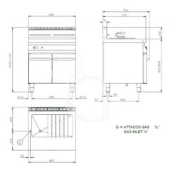 Friggitrice A Gas Per Pasticceria Su Mobile 1 Vasca 45 LT L 800 Mm X P 730 Mm X H 900 Mm -Vendite GATRODOMUS friggitrice a gas per pasticceria su mobile con 1 vasca di capacita 45 litri 1