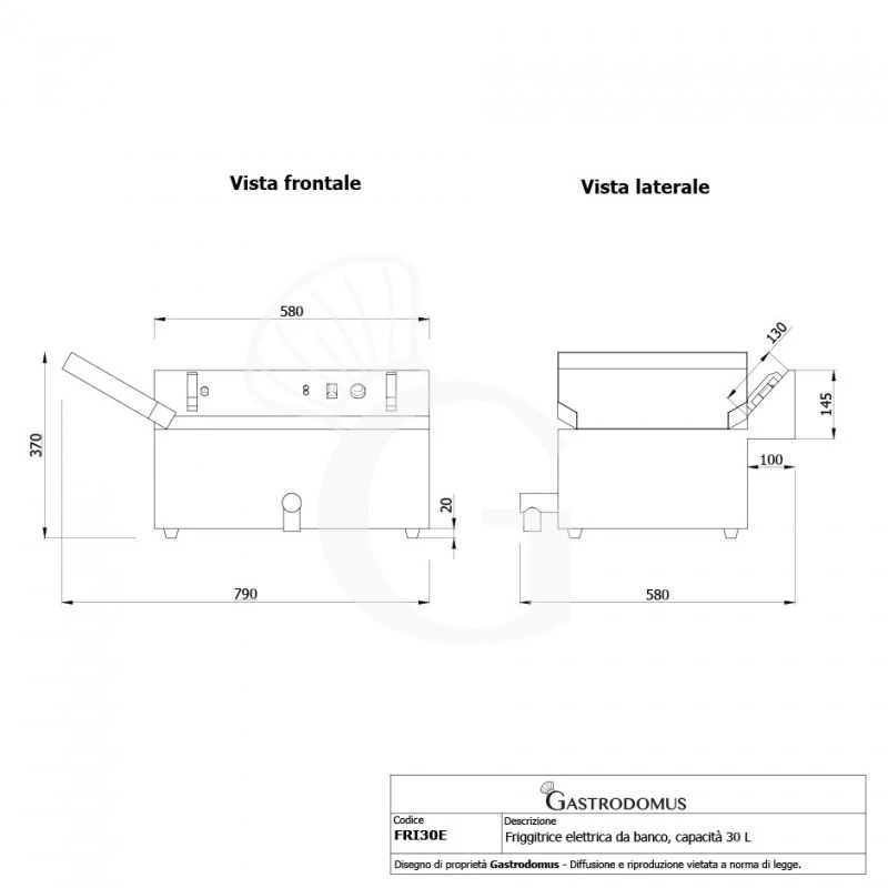 Friggitrice Elettrica Da Banco Con 1 Vasca Capacità 30 LT Con Controllo Temperatura, Potenza 4,8 KW, Monofase 12 Friggitrice Elettrica Da Banco Con 1 Vasca Capacità 30 LT Con Controllo Temperatura, Potenza 4,8 KW, Monofase - immagine 10