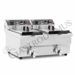 Friggitrice Elettrica Da Banco Con Rubinetto 2 Vasche 10+10 LT Potenza 3+3 KW Monofase -Vendite GATRODOMUS friggitrice elettrica da banco con 2 vasche capacita 1010 lt 30003000w monofase con rubinetto 2