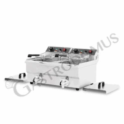 Friggitrice Elettrica Da Banco Con Rubinetto 2 Vasche 10+10 LT Potenza 3+3 KW Monofase -Vendite GATRODOMUS friggitrice elettrica da banco con 2 vasche capacita 1010 lt 30003000w monofase con rubinetto 3