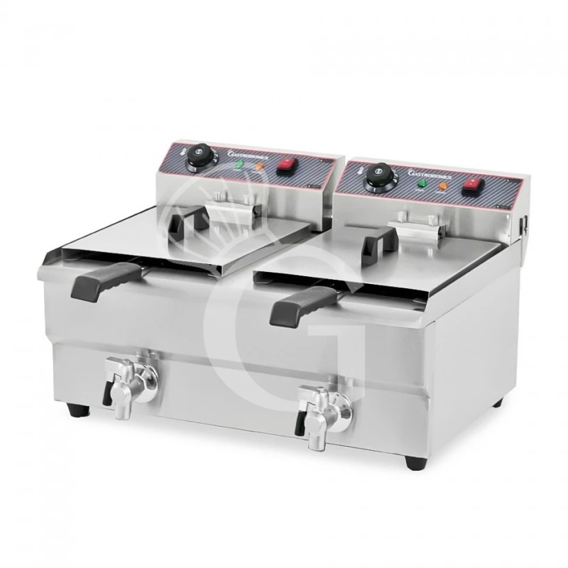 Friggitrice Elettrica Da Banco Con Rubinetto 2 Vasche Capacità 13+13 LT Potenza 4+4 KW Monofase 4 Friggitrice Elettrica Da Banco Con Rubinetto 2 Vasche Capacità 13+13 LT Potenza 4+4 KW Monofase - immagine 2