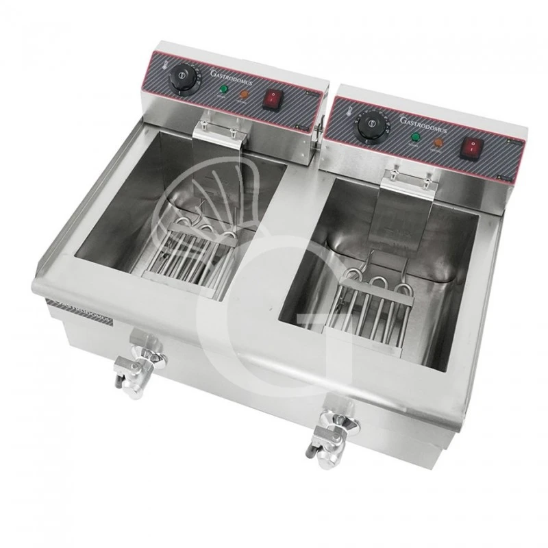 Friggitrice Elettrica Da Banco Con Rubinetto 2 Vasche Capacità 13+13 LT Potenza 4+4 KW Monofase 8 Friggitrice Elettrica Da Banco Con Rubinetto 2 Vasche Capacità 13+13 LT Potenza 4+4 KW Monofase - immagine 6