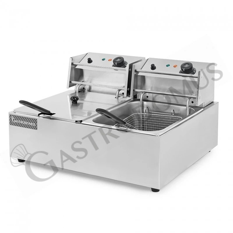 Friggitrice Elettrica Da Banco 2 Vasche Capacità 6+6 LT Potenza 2,5+2,5 KW Monofase 5 Friggitrice Elettrica Da Banco 2 Vasche Capacità 6+6 LT Potenza 2,5+2,5 KW Monofase - immagine 3