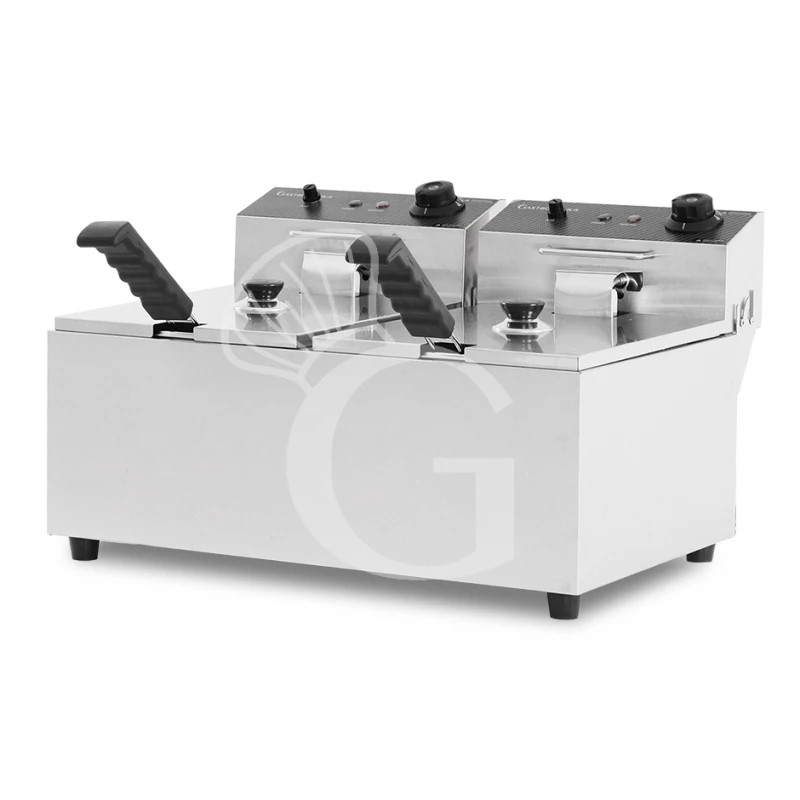 Friggitrice Elettrica Da Banco 2 Vasche 8+8 LT Potenza 2,8+2,8 KW Monofase 4 Friggitrice Elettrica Da Banco 2 Vasche 8+8 LT Potenza 2,8+2,8 KW Monofase - immagine 2