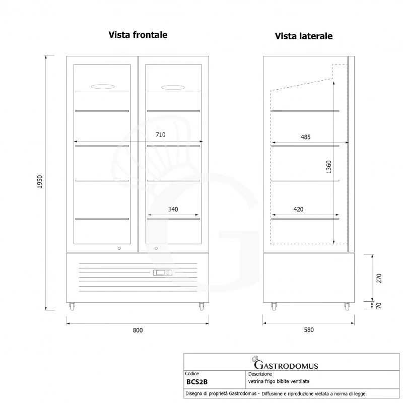 Frigo Bibite Ventilato 2 Porte Battenti Con Canopy 490 LT 0°C/+10°C Colore Nero 4 Frigo Bibite Ventilato 2 Porte Battenti Con Canopy 490 LT 0°C/+10°C Colore Nero - immagine 2