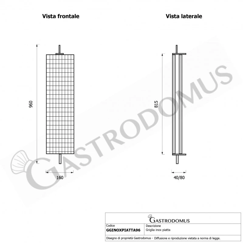 Griglia Inox Piatta Lunghezza 960 Mm 4 Griglia Inox Piatta Lunghezza 960 Mm - immagine 2