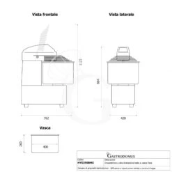 Impastatrice Ad Elevata Idratazione Testa E Vasca Fissa - 32LT - Monofase - Velocità Variabile -Vendite GATRODOMUS impastatrice ad elevata idratazione testa e vasca fissa 32lt monofase velocita variabile 1