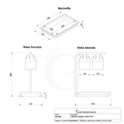 Lampada Doppia Scalda Fritti - Dimensioni L 550 X P 360 X H 660 Mm -Vendite GATRODOMUS lampada riscaldante color rame diametro 290 mm luce bianca 6