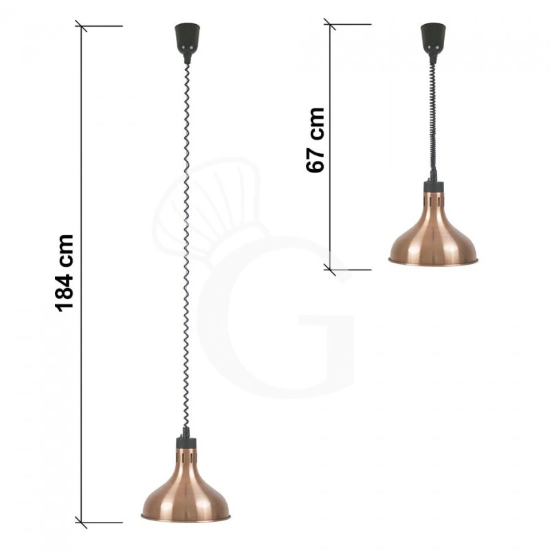 Lampada Riscaldante Color Rame Diametro 290 Mm Luce Bianca 4 Lampada Riscaldante Color Rame Diametro 290 Mm Luce Bianca - immagine 2