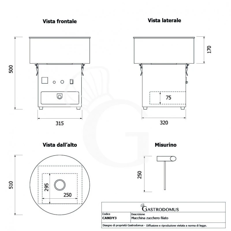 Macchina Zucchero Filato Ø 510 Mm X H 500 Mm 11 Macchina Zucchero Filato Ø 510 Mm X H 500 Mm - immagine 9