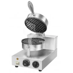 Macchina Waffle 1 KW Struttura In Acciaio Inox Piastra Di Cottura Teflonata L 255 Mm X P 435 Mm X H 255/570 Mm