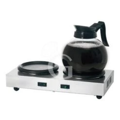 Mantenitore Caldo Per Caraffe In Acciaio Inox Con 2 Piastre Circolari L 358 Mm X P 218 Mm X H 80 Mm