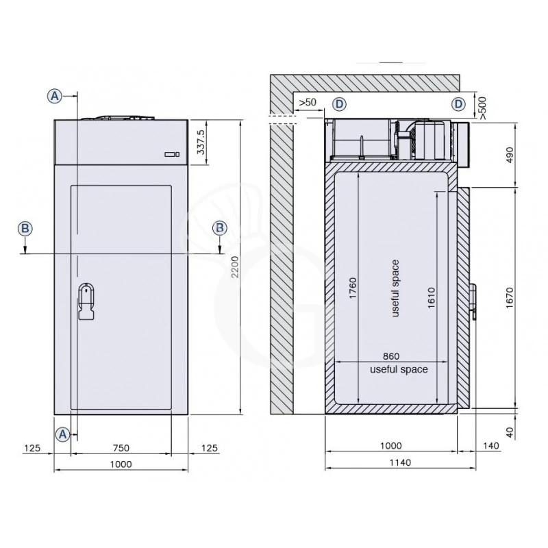 Minicella Refrigerazione Ventilata Con Temperatura 0°C/+10°C In Lamiera Preverniciata Bianca Classe Energetica B 9 Minicella Refrigerazione Ventilata Con Temperatura 0°C/+10°C In Lamiera Preverniciata Bianca Classe Energetica B - immagine 7