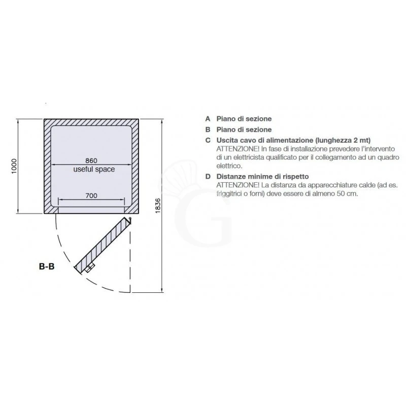 Minicella Refrigerazione Ventilata Con Temperatura 0°C/+10°C In Lamiera Preverniciata Bianca Classe Energetica B 10 Minicella Refrigerazione Ventilata Con Temperatura 0°C/+10°C In Lamiera Preverniciata Bianca Classe Energetica B - immagine 8