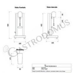 Mixer Frappè 1 Bicchiere In Acciaio Inox 0,18 KW, 15.000 Rpm, L 185 Mm X P 185 Mm X H 500 Mm -Vendite GATRODOMUS mixer frappe 1 bicchiere in acciaio inox 018 kw 15000 rpm l 185 mm x p 185 mm x h 500 mm 3