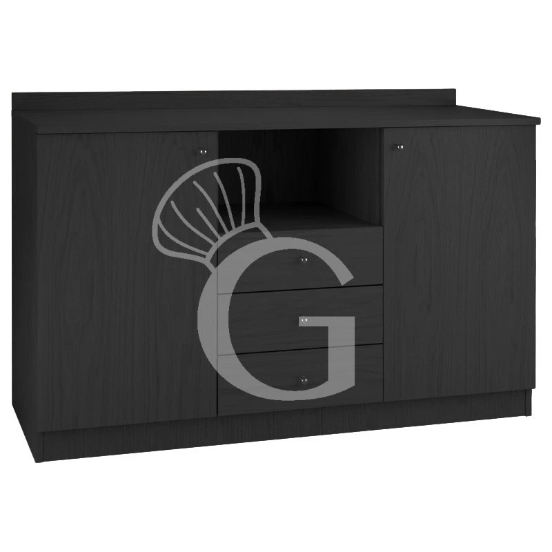 Mobile Di Servizio Composto Da 2 Sportelli, 3 Cassetti, 1 Vano Interno E Ripiano A Giorno - L 1360 Mm X P 480 Mm X H 950 Mm 3 Mobile Di Servizio Composto Da 2 Sportelli, 3 Cassetti, 1 Vano Interno E Ripiano A Giorno - L 1360 Mm X P 480 Mm X H 950 Mm